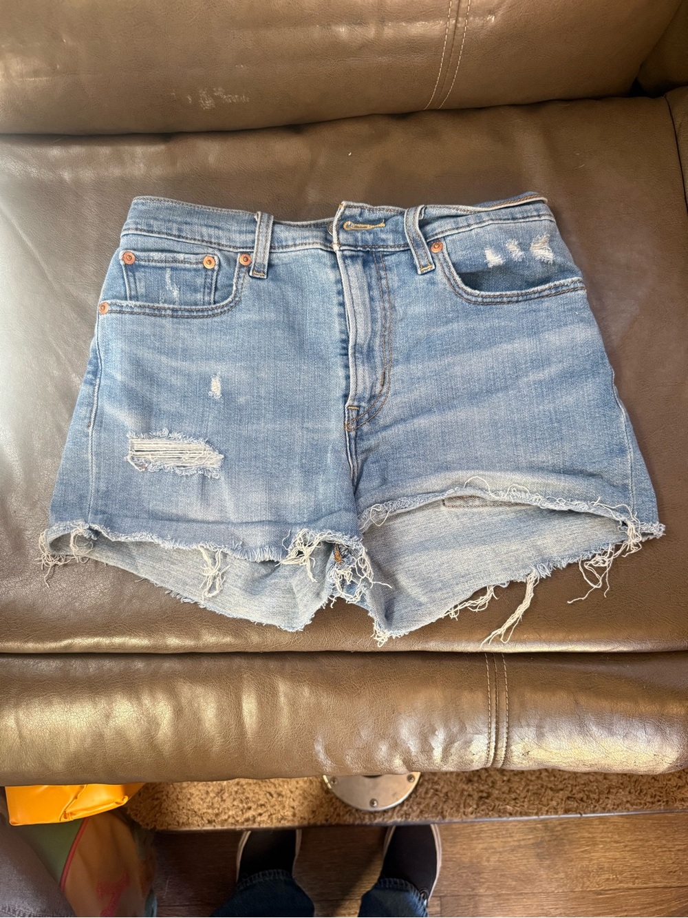 0003. Levi's Light Blue Distressed Denim Cutoff Shorts